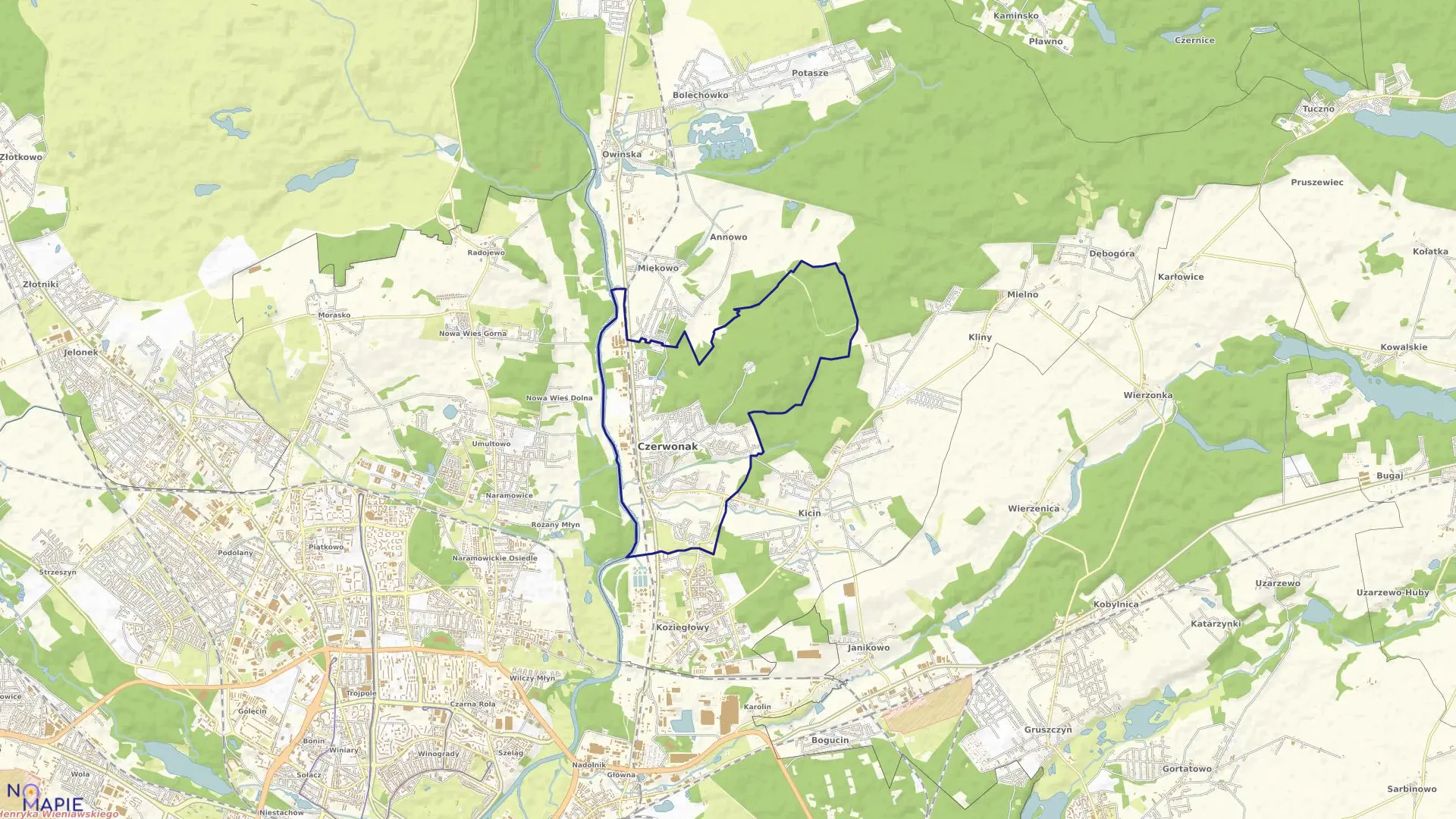 Mapa obrębu CZERWONAK w gminie Czerwonak