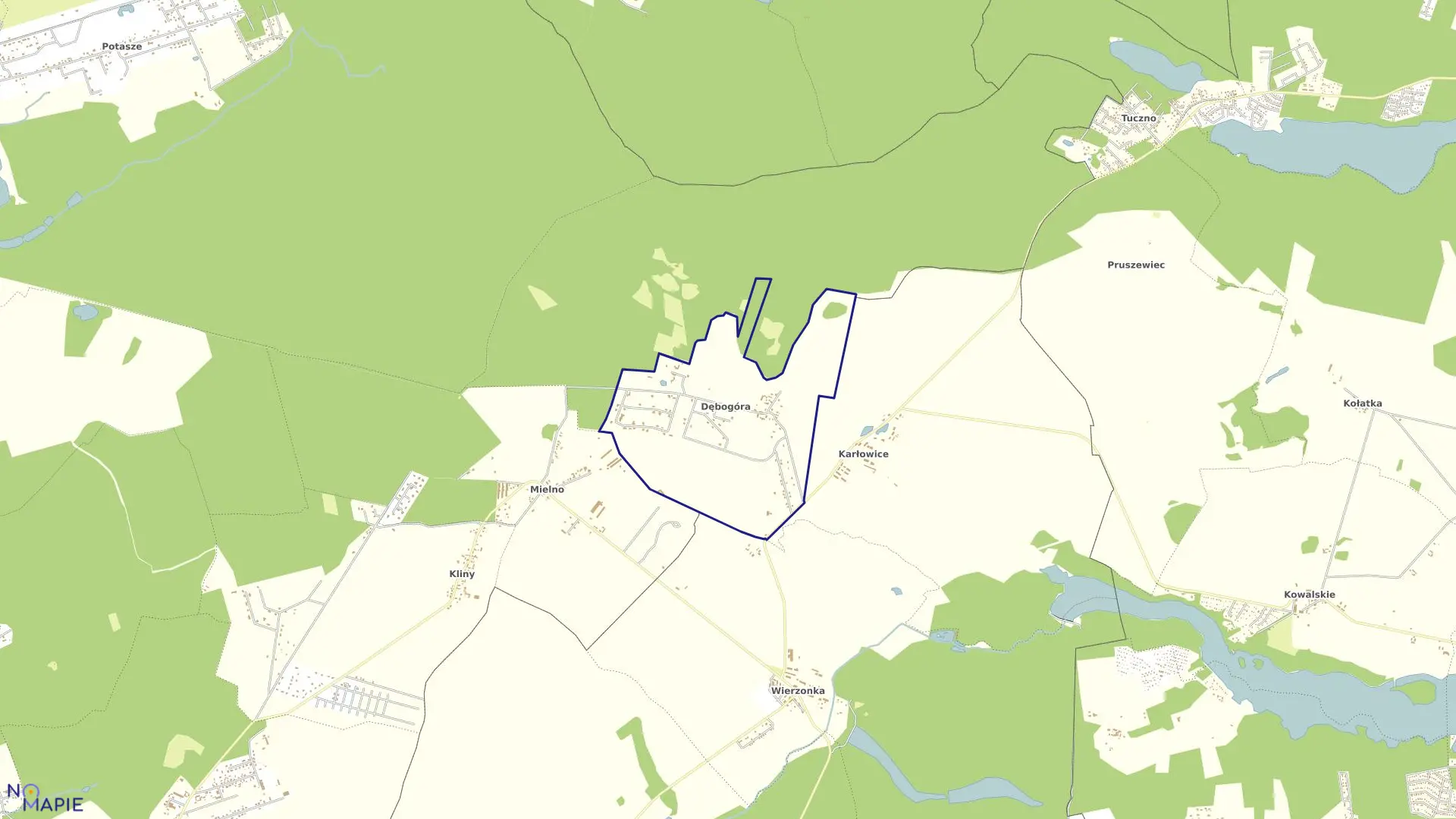 Mapa obrębu DĘBOGÓRA w gminie Czerwonak