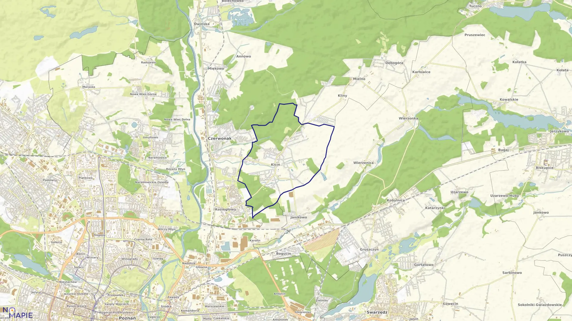 Mapa obrębu KICIN w gminie Czerwonak