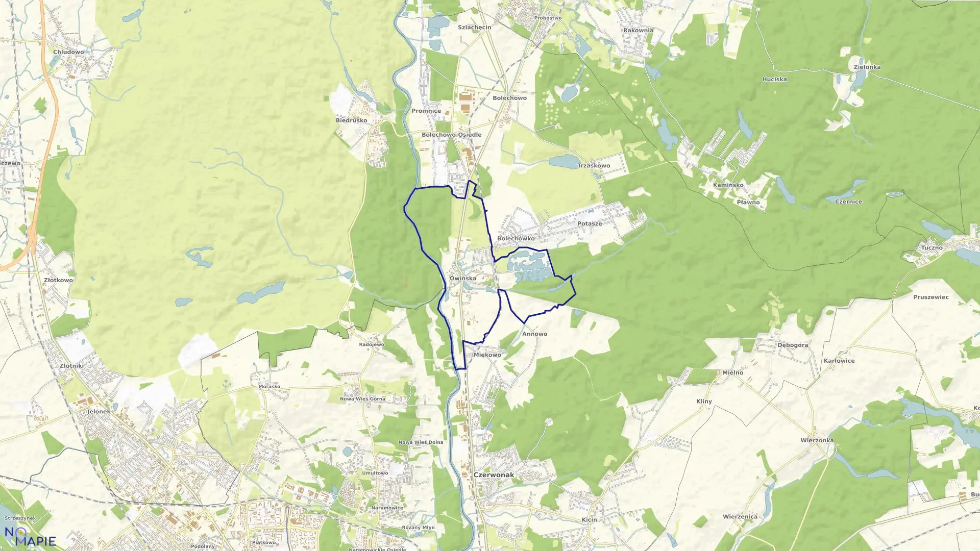Mapa obrębu OWIŃSKA w gminie Czerwonak