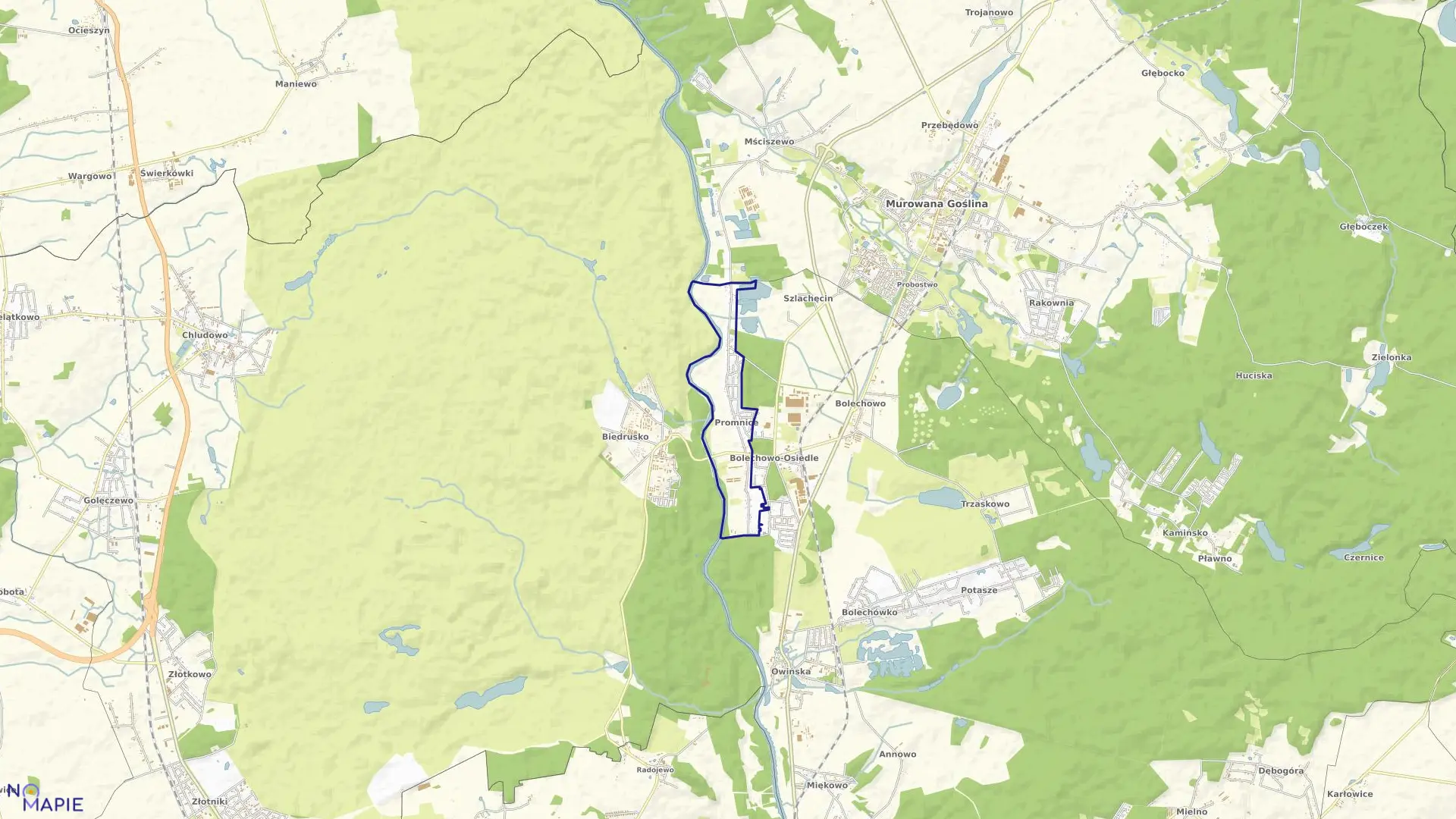 Mapa obrębu PROMNICE w gminie Czerwonak